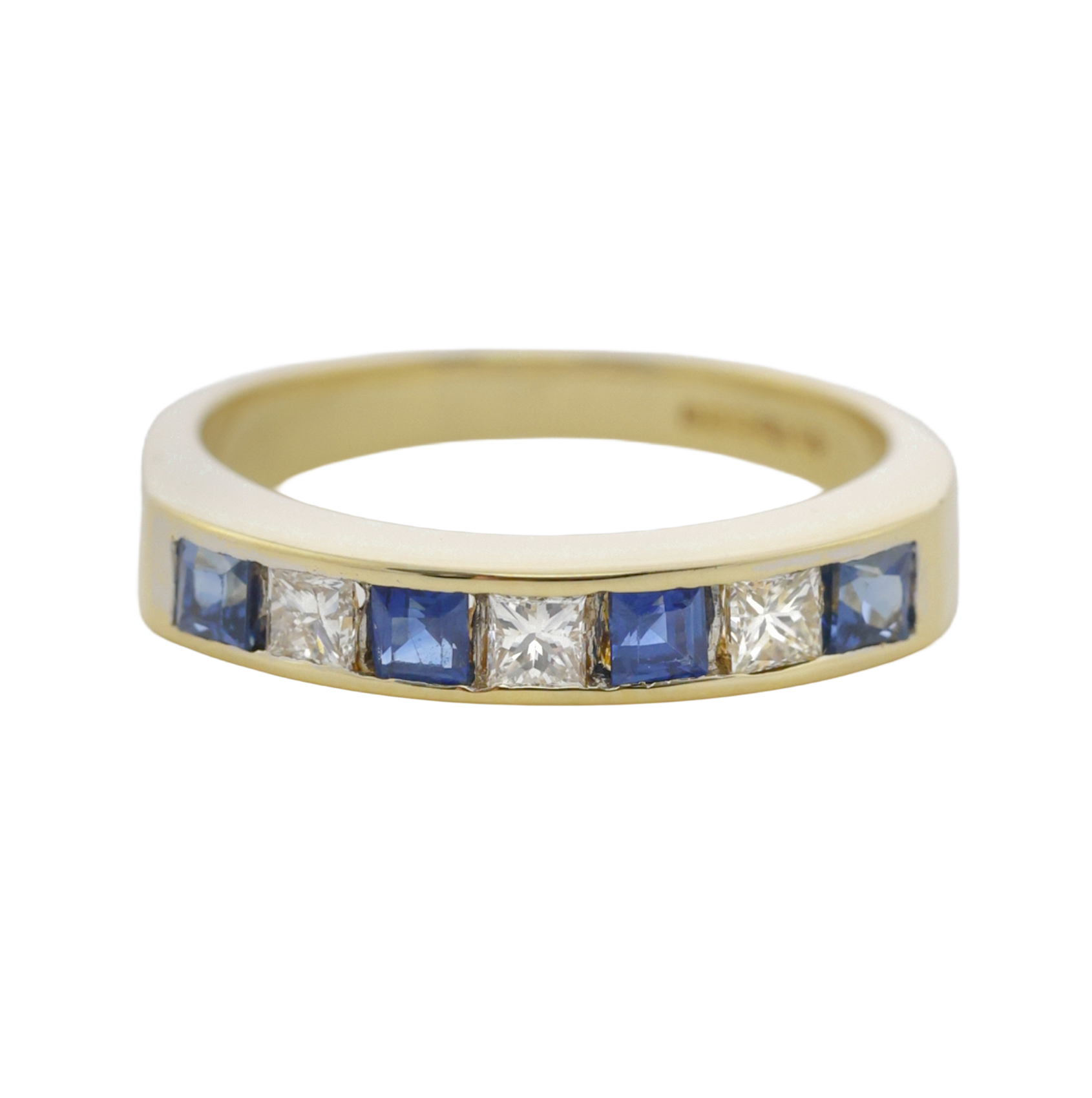 18ct Yellow Gold Diamond & Sapphire Half Eternity Ring - K Bassam Jewellers